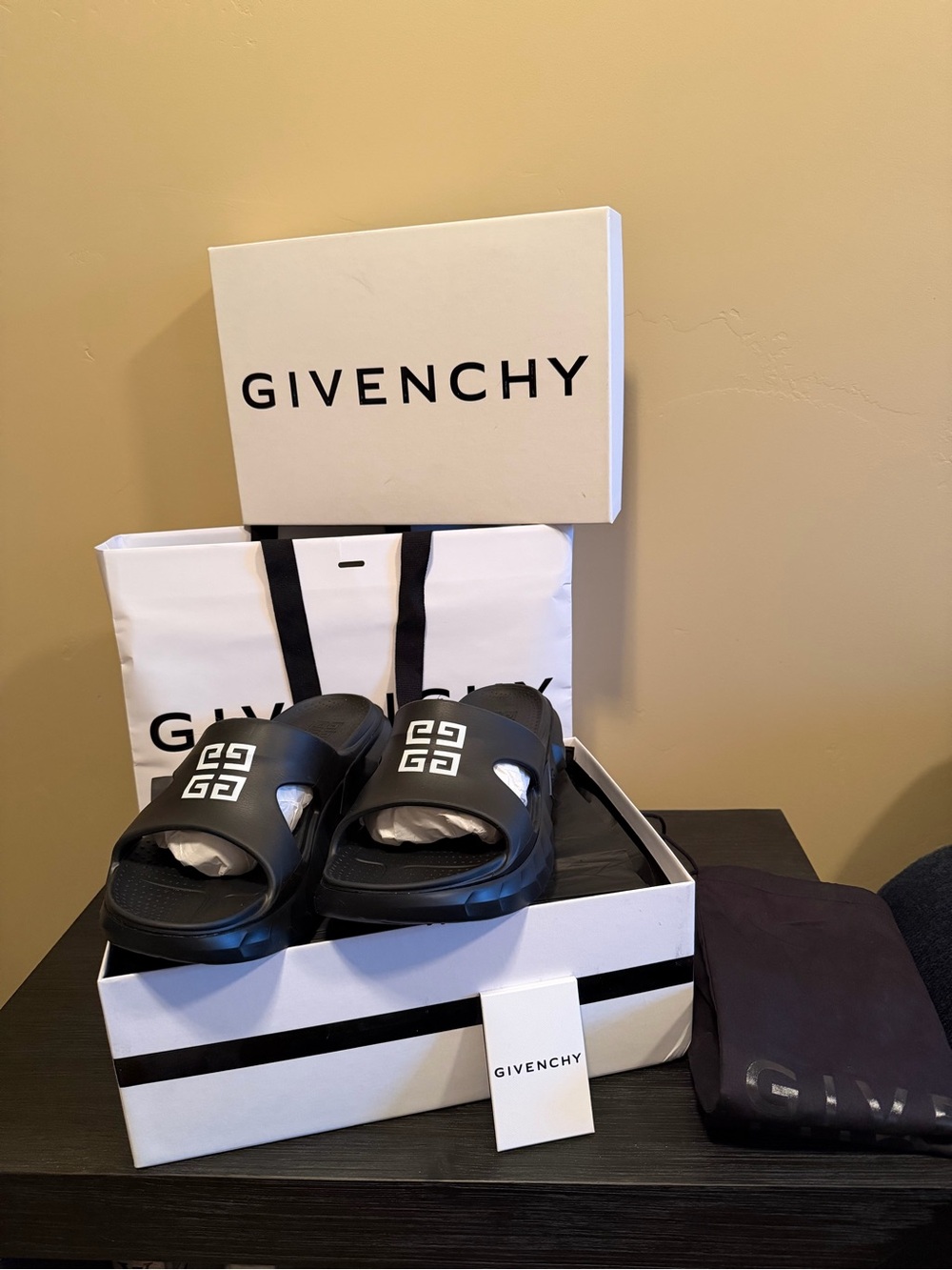 Givenchy Black Marshmallow Slide Sandals